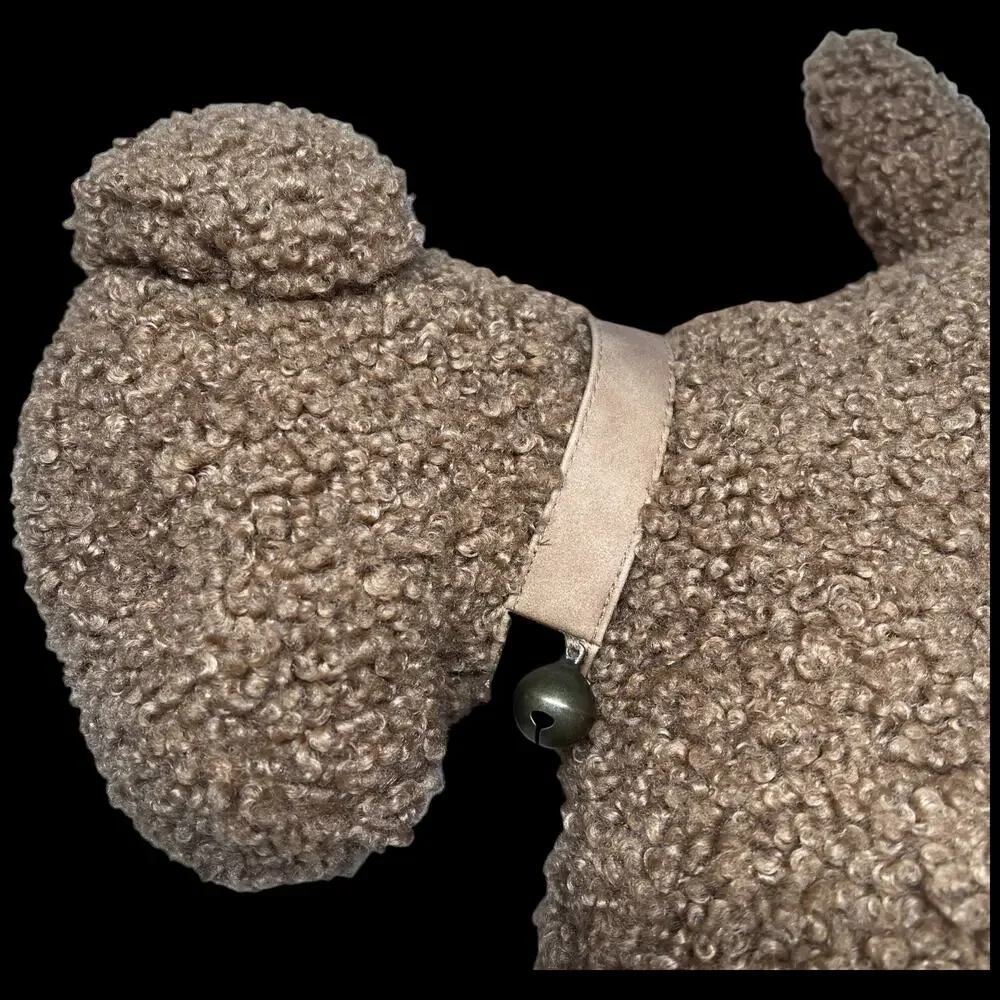 POTTERY BARN Cozy Teddy Faux Fur Dog Pillow Sherpa Plush Puppy Bell Collar